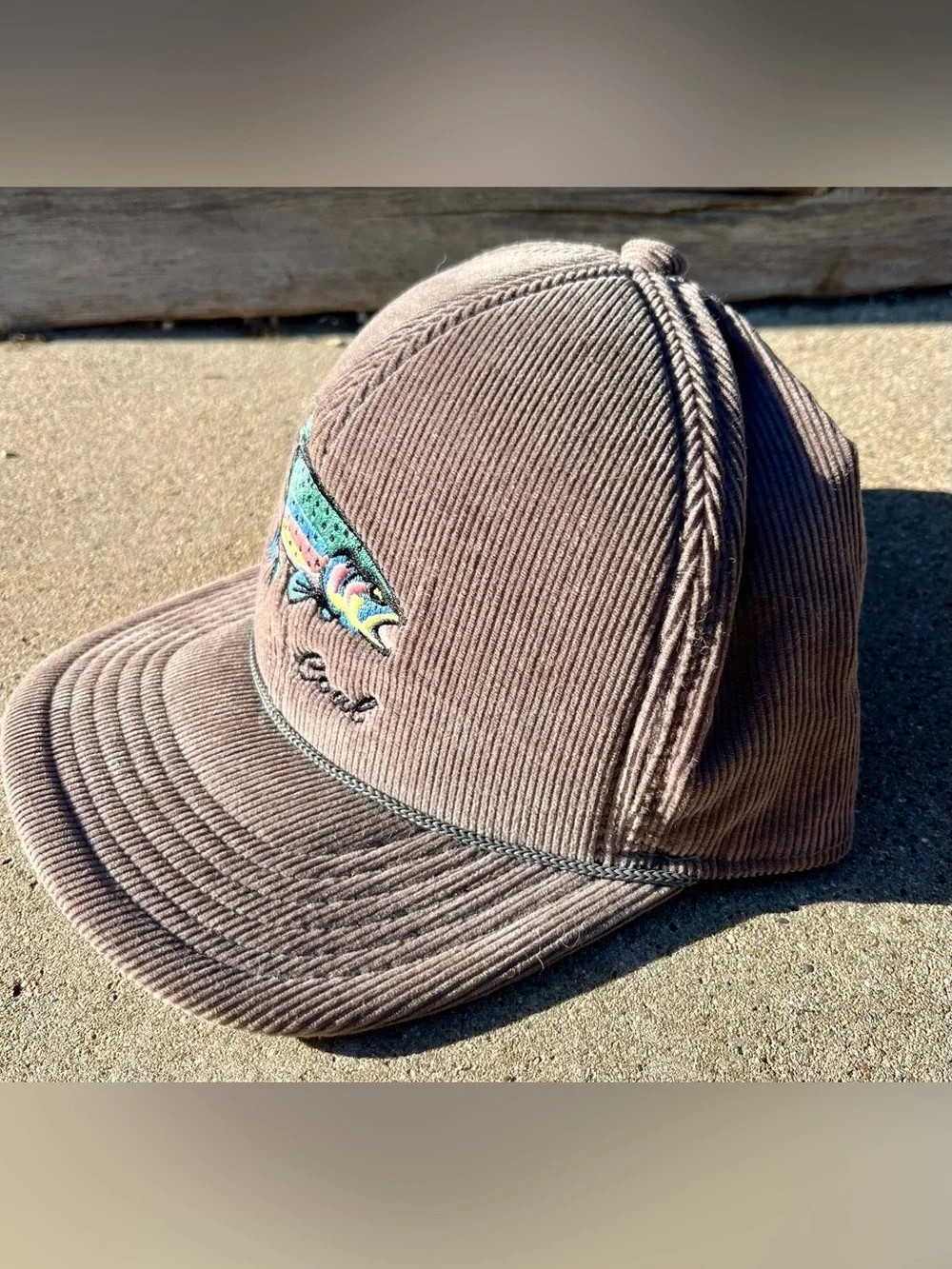Coal Corduroy Trout Embroidered Cap - Grey